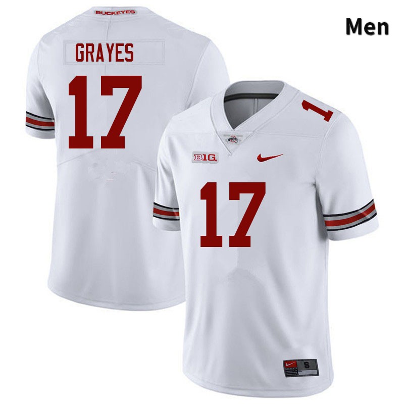 Ohio State Buckeyes Kyion Grayes Men's #17 White Authentic Stitched College Football Jersey